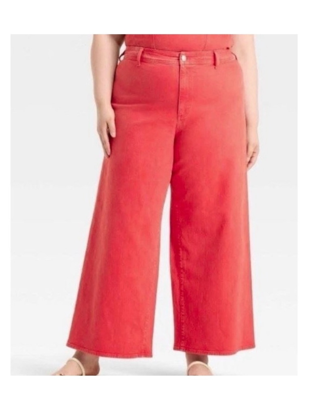 Universal Thread High-Rise Wide-Leg Jeans in Coral Red